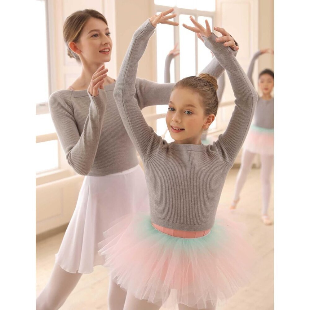 Long Sleeve Dance Sweater Soft Acrylic Warm-Up Pullover for Ballet Yoga - Picture 6 of 6
